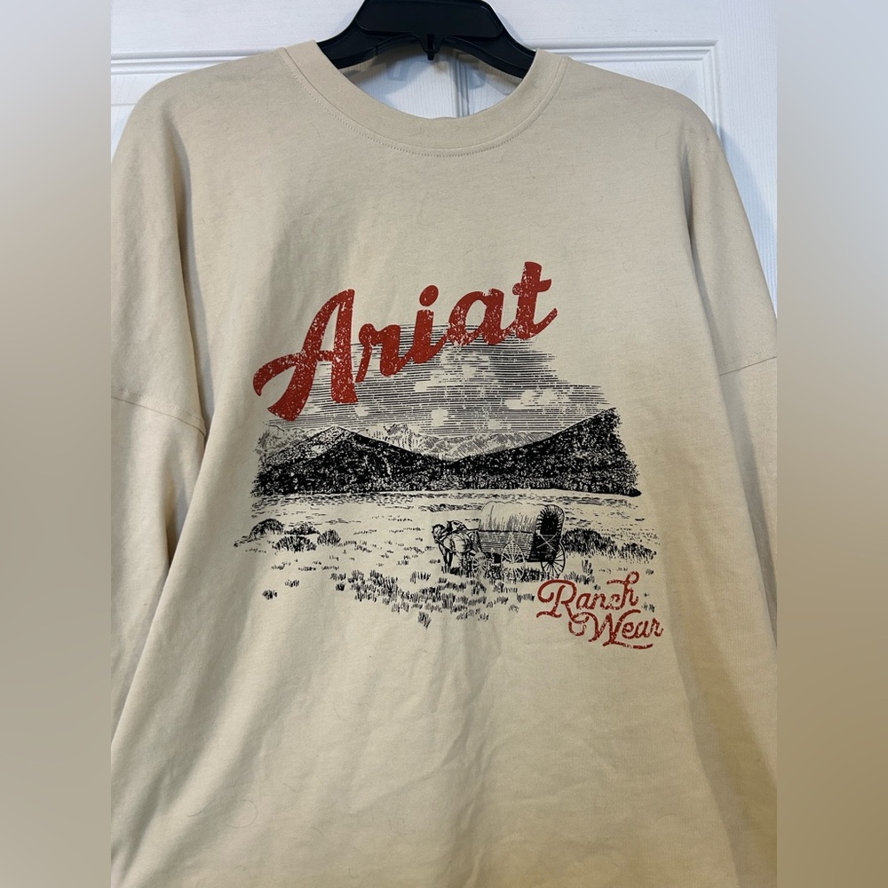 Ariat Tan Oversized Sweatshirt with Red Graphic